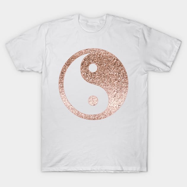 Sparkling rose gold yin yang T-Shirt by RoseAesthetic